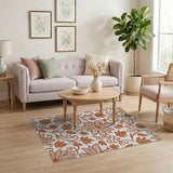 Vintage Terracotta Floral Vine Area Rug