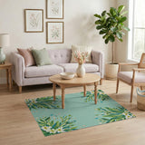 Teal Primrose Floral Area Rug