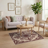 Brown and Tan Ornate Persian Medallion Area Rug