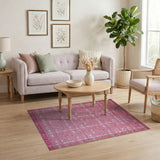 Pink Bow Grid Geometric Area Rug