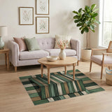 Rustic Green Wood Plank Chevron Rug