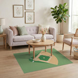 Geometric Modern Green Baseball Field Area Rug