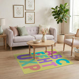 Kids Cartoon Multi-color and Patterns Vibrant ABC Alphabet Kids Area Rug