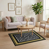 Traditional Persian Intricate Black White Geometric Area Rug