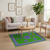 Emerald Green Persian Mandala Star Area Rug