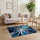 Blue Shatterburst Geometric Area Rug