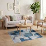 Modern Blue Arched Geometric Area Rug