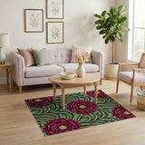 Pink Peony Gold Center Floral Vintage Rug