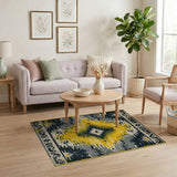 Distressed Yellow Diamond Southwestern Rug