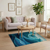 Ocean Wave Blue Teal Coastal Area Rug