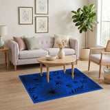 Blue Daisy Bee Floral Area Rug