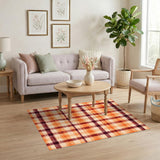Orange Plaid Washable Area Rug