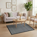 Black and White Black White Distressed Checkered Area Rug