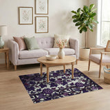 Purple Chrysanthemum Trellis Area Rug