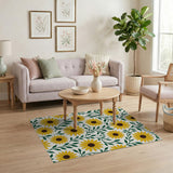 Yellow Vibrant Sunflower Floral Area Rug