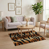 Bold Tiger Stripe Orange Area Rug
