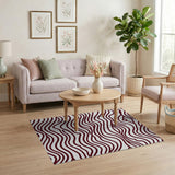 ODIKA Abstract Wavy Line Washable Area Rug - Low Pile Non-Slip Modern Carpet