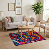 Vibrant Pixelated Mushroom Cluster Area Rug