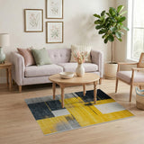 Bold Geometric Yellow Black Modern Area Rug