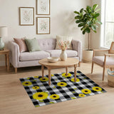 Sunflower Black White Plaid Area Rug