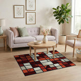 Bold Red Bold Red Geometric Grid Area Rug