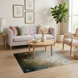 ODIKA Wildflower Meadow Washable Area Rug - Terracotta & Sage Green Botanical Low Pile Rug