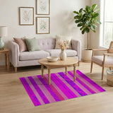 Boho Pink Blue Striped Area Rug
