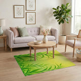 Lush Green Tea Leaves Sunny Yellow Area Rug