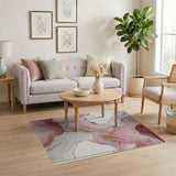 Rose Pink Gold Fluid Abstract Area Rug