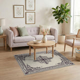 Ornate Cream Medallion Persian Area Rug