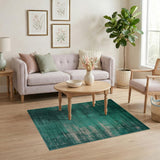 Teal Distressed Vintage Stripe Area Rug