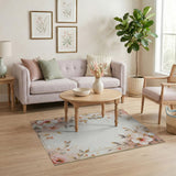 ODIKA Washable Floral Area Rug - Elegant Pink Blossom Low Pile Non-Slip Carpet