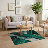 Emerald Malachite Gold Vein Abstract Area Rug