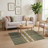 Olive Tan Striped Geometric Area Rug