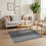 Black White Grid Stripe Area Rug