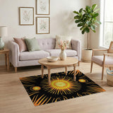 Orange Geometric Modern Radiant Sunburst Geometric Area Rug