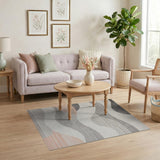 Abstract Grey Wave Abstract Area Rug