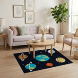 Kawaii Smiley Planets Solar System Area Rug