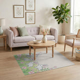 Cute Bunny Family Pink Flowers Kids Area Rug