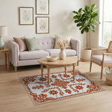 Ornate Orange Traditional Persian Rug