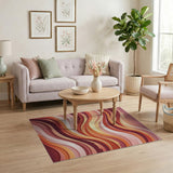 Sunset Waves Layered Abstract Area Rug