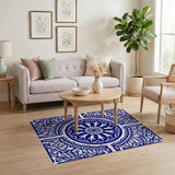 Blue and Teal Navy Blue Mandala Persian Area Rug