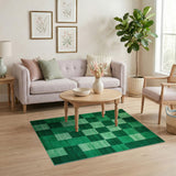 Variegated Green Checkerboard Area Rug