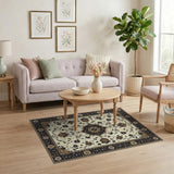 Ivory Traditional Persian Area Rug with Navy Border