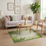 Lush Fern Vine Border Green Area Rug