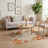 Orange Autumn Leaves Framed Area Rug