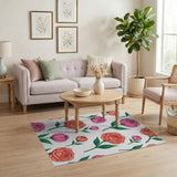 Blush Pink Coral Rose Floral Area Rug