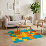 Blue and Teal Vibrant Geometric Color Block Area Rug