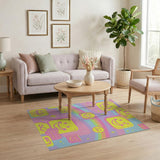 Kawaii Smiley Faces Rainbow Area Rug