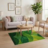 Vibrant Green Leaf Overlap Area Rug